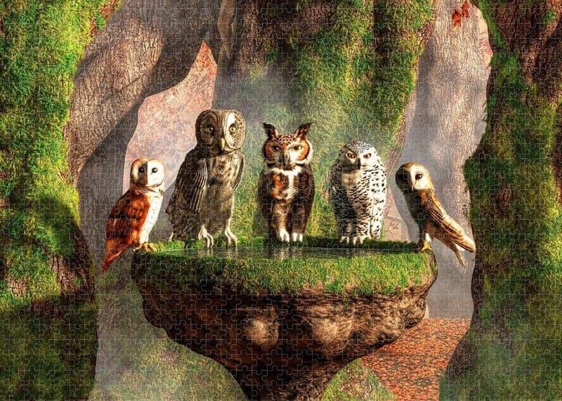 A Parliament of Owls - 500/1000 PCS Wooden Jigsaw Puzzle - | TreeletPuzzle | High - Quality 1000 - Piece Wooden Puzzle