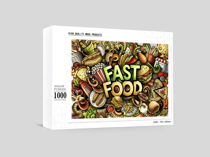 Fast Food Frenzy - 500/1000 PCS Wooden Jigsaw Puzzle - | TreeletPuzzle | High - Quality 1000 - Piece Wooden Puzzle