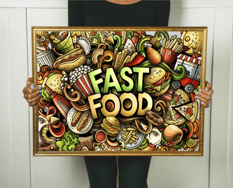 Fast Food Frenzy - 500/1000 PCS Wooden Jigsaw Puzzle - | TreeletPuzzle | High - Quality 1000 - Piece Wooden Puzzle