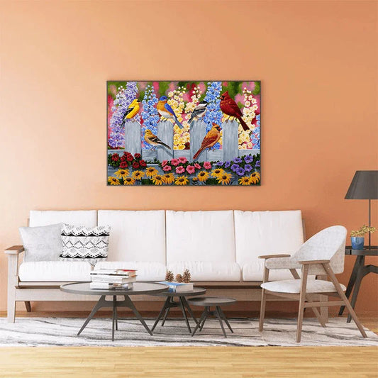 Spring Garden Bird Gathering - 500/1000 PCS Wooden Jigsaw Puzzle - | TreeletPuzzle | High - Quality 1000 - Piece Wooden Puzzle