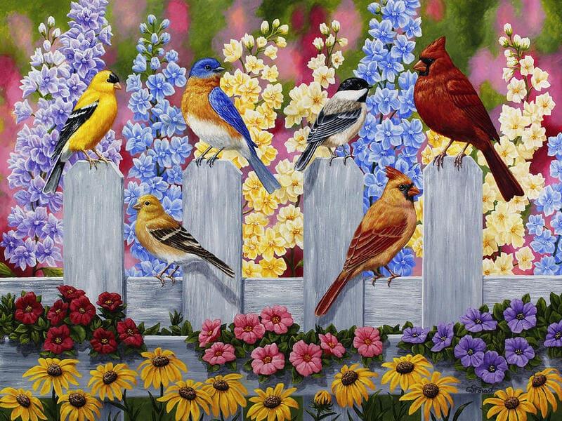 Spring Garden Bird Gathering - 500/1000 PCS Wooden Jigsaw Puzzle - | TreeletPuzzle | High - Quality 1000 - Piece Wooden Puzzle