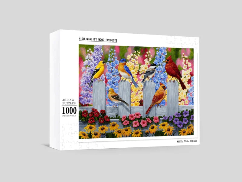 Spring Garden Bird Gathering - 500/1000 PCS Wooden Jigsaw Puzzle - | TreeletPuzzle | High - Quality 1000 - Piece Wooden Puzzle