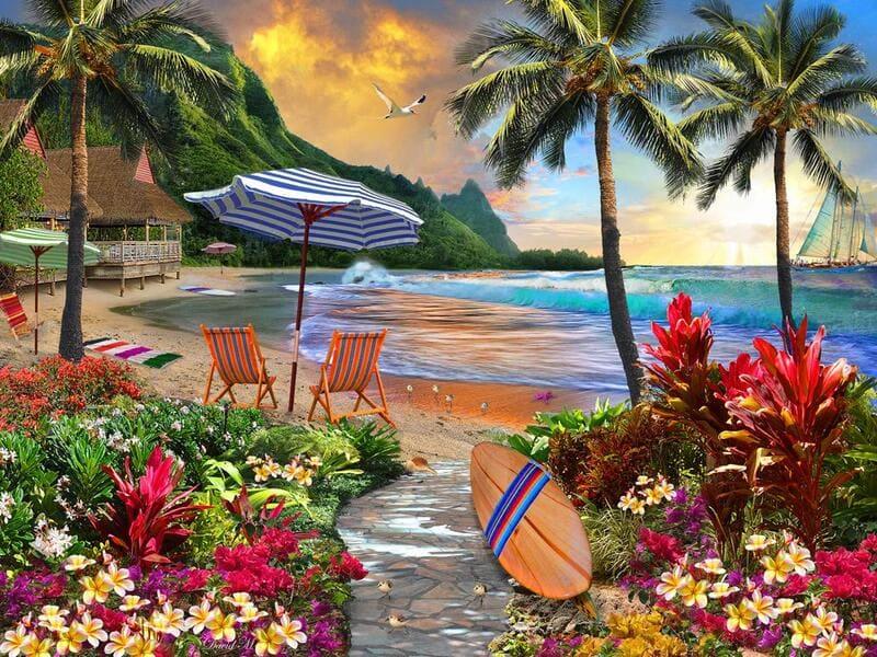 Sunset paradise - 500/1000 PCS Wooden Jigsaw Puzzle - | TreeletPuzzle | High - Quality 1000 - Piece Wooden Puzzle
