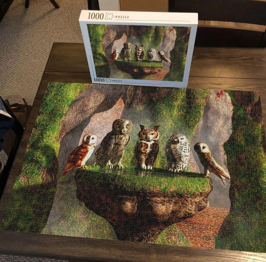 A Parliament of Owls - 500/1000 PCS Wooden Jigsaw Puzzle - | TreeletPuzzle | High - Quality 1000 - Piece Wooden Puzzle