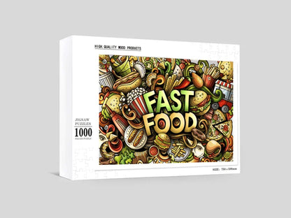 Fast Food Frenzy - 500/1000 PCS Wooden Jigsaw Puzzle - | TreeletPuzzle | High - Quality 1000 - Piece Wooden Puzzle