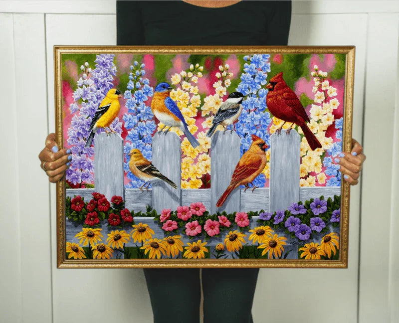 Spring Garden Bird Gathering - 500/1000 PCS Wooden Jigsaw Puzzle - | TreeletPuzzle | High - Quality 1000 - Piece Wooden Puzzle