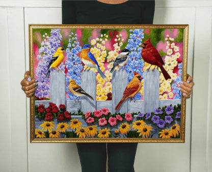 Spring Garden Bird Gathering - 500/1000 PCS Wooden Jigsaw Puzzle - | TreeletPuzzle | High - Quality 1000 - Piece Wooden Puzzle