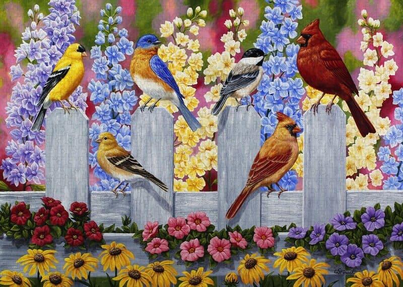 Spring Garden Bird Gathering - 500/1000 PCS Wooden Jigsaw Puzzle - | TreeletPuzzle | High - Quality 1000 - Piece Wooden Puzzle