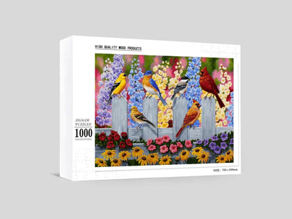 Spring Garden Bird Gathering - 500/1000 PCS Wooden Jigsaw Puzzle - | TreeletPuzzle | High - Quality 1000 - Piece Wooden Puzzle